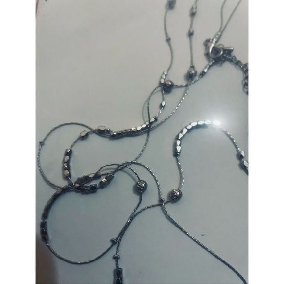 SILVER LAYERED BOHO BALL NECKLACE - Picture 6 of 7